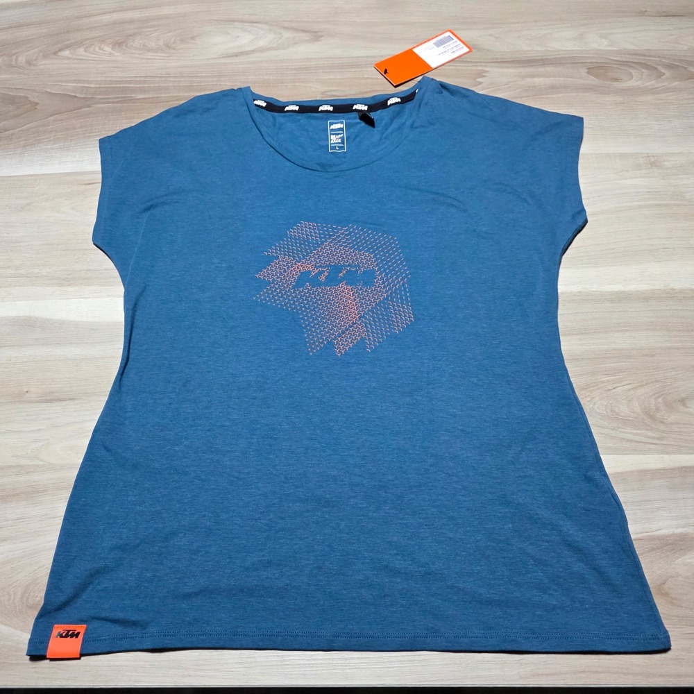 KTM Powerwear Style Tee Womens L Blue Graphic Short Sleeve 3PW210019804 NWT